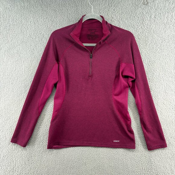 Patagonia Women’s Capilene Midweight Zip Neck Pullover Top Small Pink Purple - Picture 1 of 9